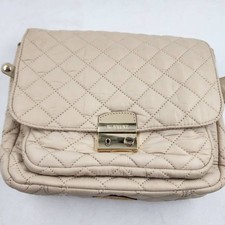 MZ Wallace Crosby Lock Quilted Crossbody Bag Women's Beige Detachable Strap picture