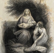 Baby Moses Bulrushes Steel Engraving 1872 Gustave Dore Victorian Art DWAA6 picture
