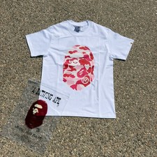 BAPE A Bathing Ape Pink Camo Ape Head White T-Shirt Size Medium picture