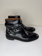 tiger of sweden mens Ankle Boots Size 45 US 12 Black Leather Buckle Italy Made picture