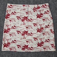 NWT Talbots Womens 12P Petite Canvas A Line Skirt Sail Away Red Sailboats Palm picture