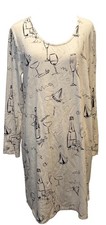 Soma Nightgown Sleepshirt Size MEDIUM Ivory Champagne Loungewear Long Sleeve picture