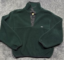 VTG Woolrich Polartec Men Lg Green 1/2 Snap Pullover Fleece Sweatshirt USA Made picture