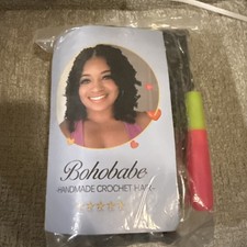 Bohobabe Handmade Synthetic Crochet Braid Curly Black 16in Hair Extension 8pk picture