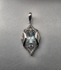 Kenny G & Company 14K White Gold Aquamarine & Diamond Pendant picture