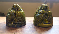 Antique Rare Kenton Hills Porcelain  Green Owl bookends, 2 pair picture