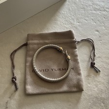 David Yurman DY Sterling Silver 925 18K Classic Cable Buckle 5MM Cuff Bracelet picture