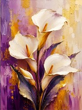 Original Hand Painted Calla Lily Acrylic Painting, Purple Floral Wall Art, 12x16 picture