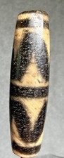 Tibetan Rare Old Agate Double Tiger Teeth Dzi Bead, Talisman, Naga Dig Marks🔥✨ picture