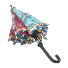 Embroidered Vintage Indian Cotton Umbrella Photoshoot Wedding Beach Art Deco picture