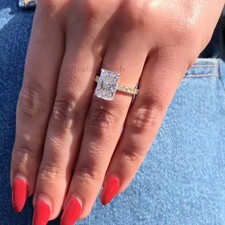 3.30Ct Lab Grown F VS1 Diamond Radiant Solitaire Ring 925 Sterling Silver picture