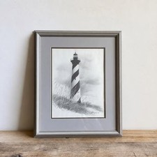 Tom Blazier Original Graphite Cape Hatteras Lighthouse Signed 1979 Rare Work picture