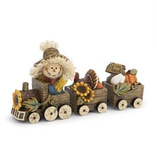 Fall Harvest Scarecrow Train Decoration Thanksgiving Centerpiece Brown picture
