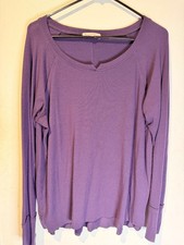 Michael Stars Women's Long Sleeve Purple Scoop Neck Top XL picture
