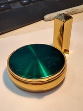 VTG COLUMBIA FIFTH AVENUE Green Enamel Top Mirror Compact & Lipstick Case-Empty picture