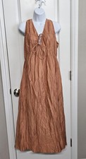 Frame Cinched Crinkle Dress Womens Large Terra Brown picture