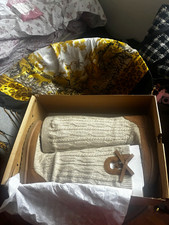 UGG Classic Tall Cabelle Cable Knit Knee High Suede Pull On Boots Beige 8 picture