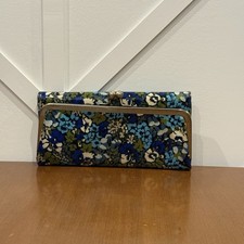 Liberty of London X Target Tri-fold Kiss Lock Clutch Wallet Blue Green Floral picture