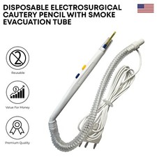 Disposable Electrosurgical ESU Cautery Pencil with Smoke Evacuation Tube-Sterile picture
