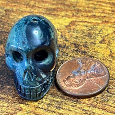 Indigo Gabbro Skull Carving Mystic Merlinite Polished Natural Stone Crystal picture