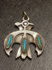 Vintage Southwest Signed Sancrest Faux Turquoise Thunderbird Pendant picture