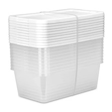 Sterilite 6 Qt Clear Storage Bin, Snap-on White Lid, 10-Pack, Stackable Plastic picture