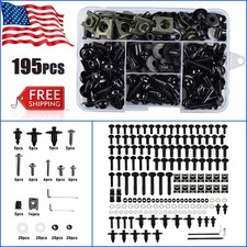 195pcs Motorcycle Complete Fairing Bolts Kit Bodywork Screws Nut M5 M6 Black New picture