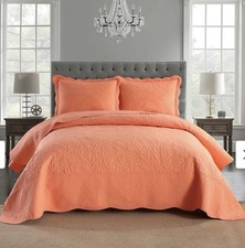 MarCielo 3 Piece Cotton Oversized King Bedspread Quilt Set Tmonicay - Salmon picture