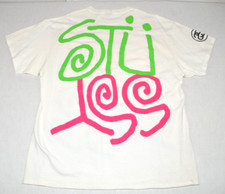 Vintage T-Shirt Stussy Size XL 90s Colorful Stussy Wrap Upside Front Back Sleeve picture