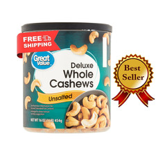 Great Value Deluxe Whole Cashews, Unsalted, 16 oz NEW picture