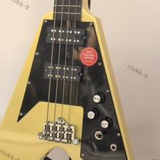 Solid Body Electric Bass Guitar 4 String Stainless Rounded Fret Cream  picture