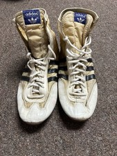 Vintage Adidas Hercules Wrestling Boxing Shoes White Black Freddie Mercury Style picture