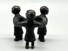 VTG Japanese Bronze Futaoki Tea Ceremony Lid Rest Three Joined Men picture