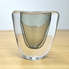 VTG Orrefors Dusk Glass Vase Nils Landberg 3538/14 Sommerso Smoke Gray Swedish picture