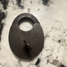 Antique Iron Metal Padlock with Keyhole, Brown Color, Rusted Surface picture