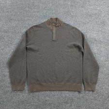 Ermenegildo Zegna Sweater Mens L Brown Wool Cashmere Mock Neck 1/4 Zip Italy picture