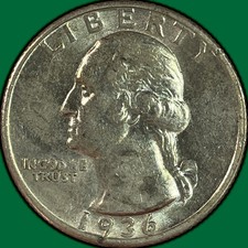 1936-D Washington Quarter Silver Choice Almost Uncirculated AU+ Coin #44525 picture