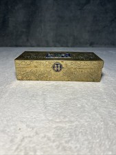 VTG Chinese Brass & Cloisonne Antique Stamp, Jewel, Dressor Box Wooden Inside  picture