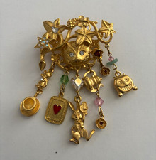 RARE VINTAGE KIRKS FOLLY CHESHIRE CAT /ALICE IN WONDERLAND BROOCH - NEVER WORN picture