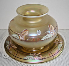 New Fenton MILLENNIUM Butterfly  VASE AND Butterfly  Rolled RIM Set. LTD. Signed picture