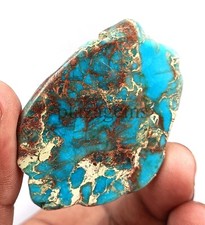 45CT NATURAL BLUE TURQUOISE SLAB ROUGH CERTIFIED LOOSE GEMSTONE 6DJZ picture