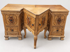 Antique Baroque Style Wood Modular Dresser Corner Vanity 3-Piece Set Carved picture