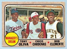 VINTAGE - 1968 - TOPPS - MANAGER'S DREAM - CLEMENTE, OLIVA, CARDENAS - No. 480 picture