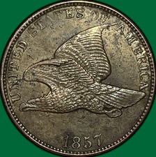 1857 Flying Eagle Cent Choice Almost Uncirculated AU+/UNC Coin #29798 picture