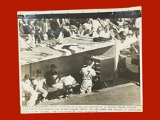 Vtg 1957 World Series Mickey Mantle Yankees vs Braves Wire Press Baseball Photo picture