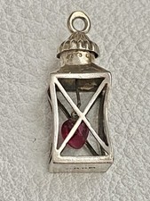 Antique Silver WWll German Heart Candle/Lantern Charm picture