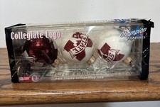 Mississippi State Bulldogs Classic Logo Ball Christmas Ornaments Set of 3 picture