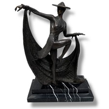 Vintage Demetre Chiparus Bronze Dancer Statue Sculpture Art Deco Brown 13.5