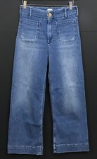 Anthropologie Maeve The Colette Cropped Wide-Leg Jeans Blue Denim Size 26 picture