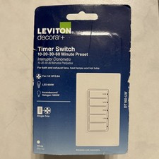 LEVITON Decora+ 10-20-30-60 Minute Preset Timer Switch DT160-LW picture
